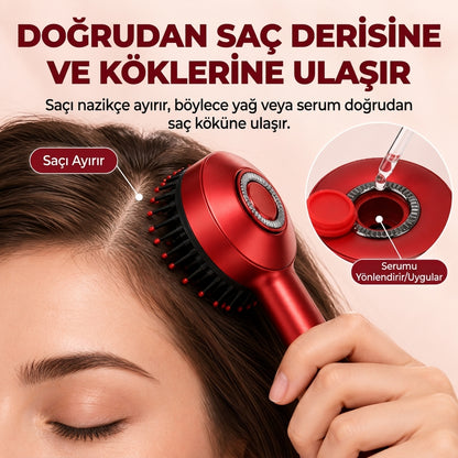 Redlly® Saç Derisi Masajlı Bakım Tarağı —Lazer Işığı + Serum Yağı Uyumlu